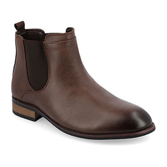 NWOB Vance Co Men’s London Stacked Heel Brown Chelsea Boots in size 7.5 - Picture 1 of 7